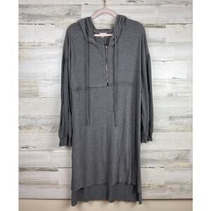 POL Women’s Small Gray Hooded Midi T-Shirt Dress Boho Casual Long Sleeve NEW